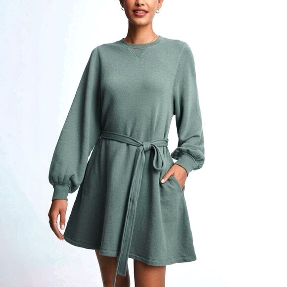 Sincerely Jules For Bandier Dahlia Sweatshirt Dress Womens S Green Pockets $98 - Picture 1 of 14